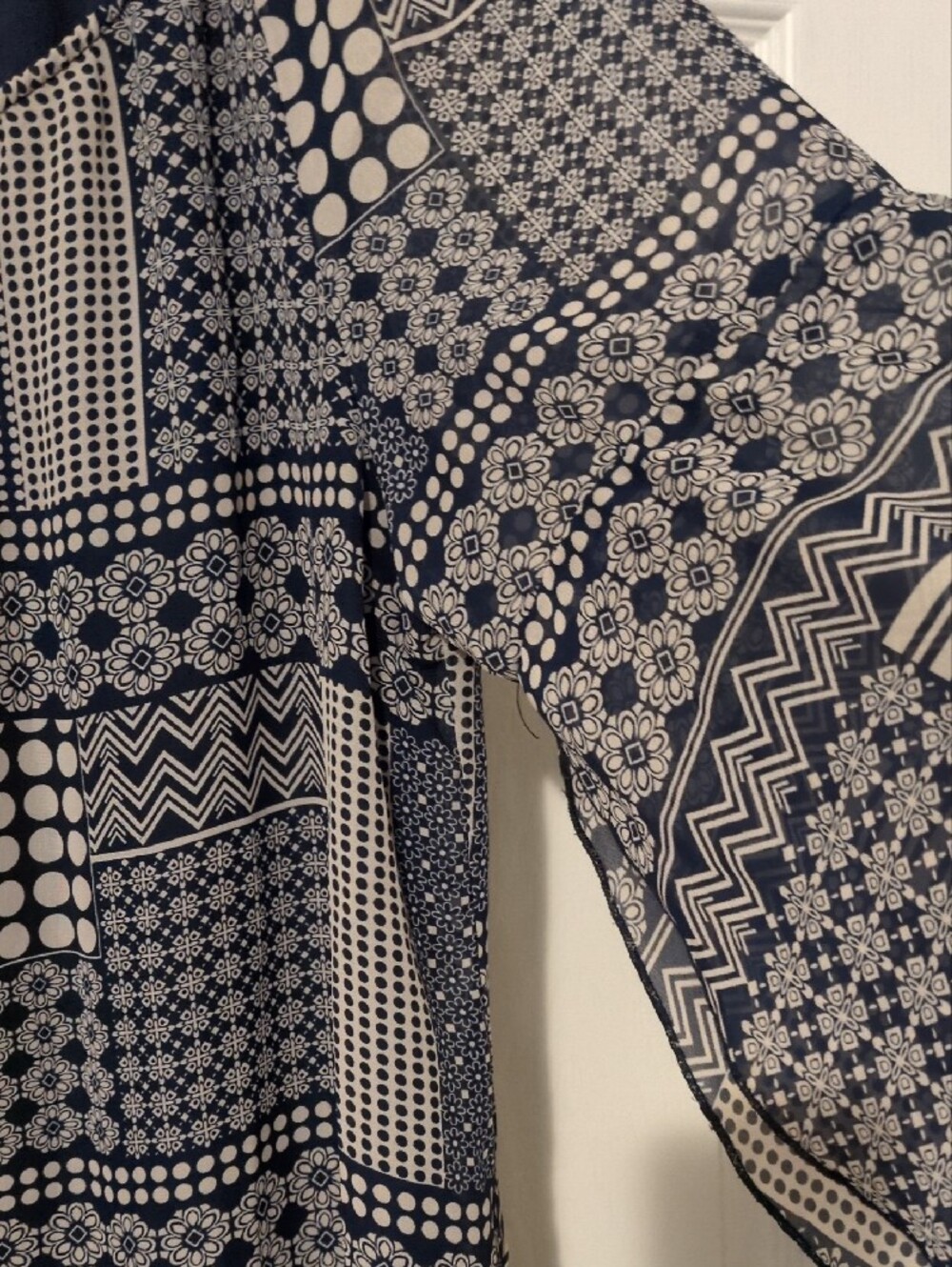 Tribal Navy and White Geometric Print Tunic - Picture 4 of 12